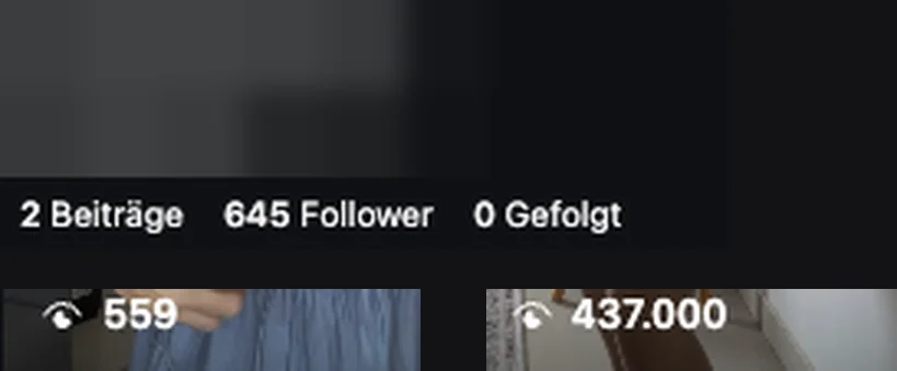 Fresh Instagram account (username blurred): 645 followers, reels with 559 and 437,000 views