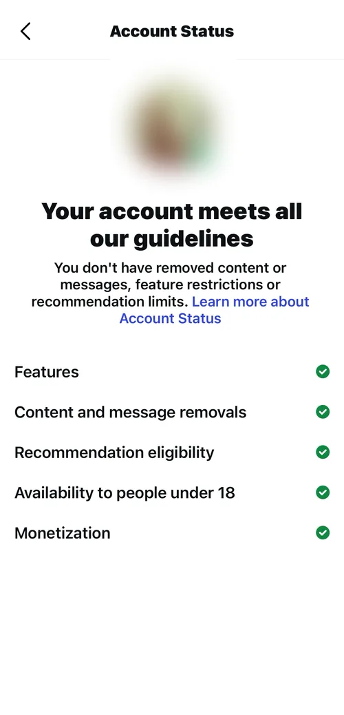 Case 1 after: Your account meets all our guidelines