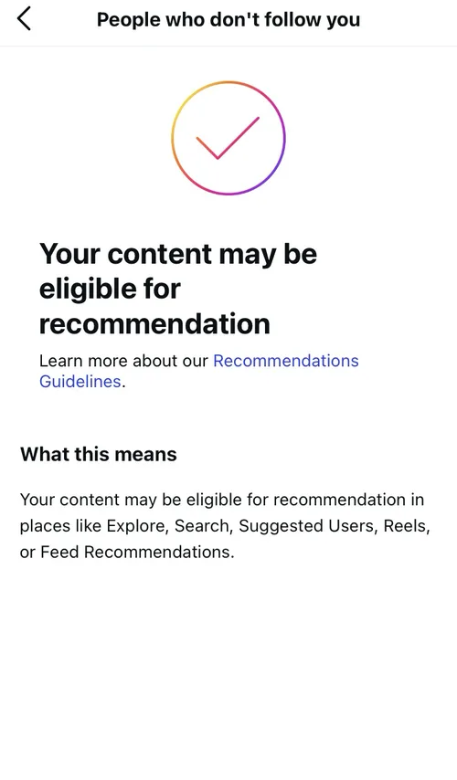 Case 2 after: Your content may be eligible for recommendation