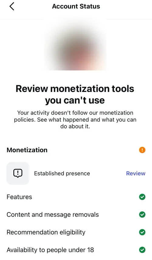 Case 4 after: recommendation eligibility green, monetization still under review