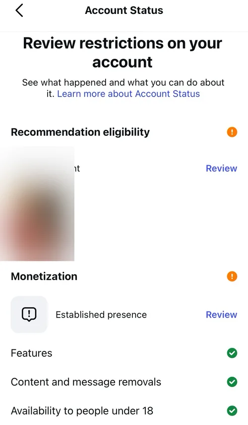 Case 4 before: Review restrictions on your account